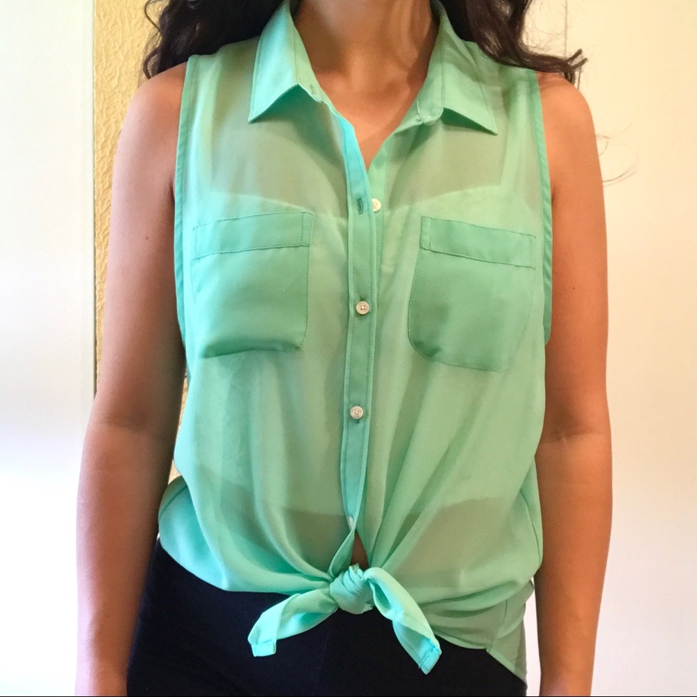 Hollister Sheer Button Up Tank